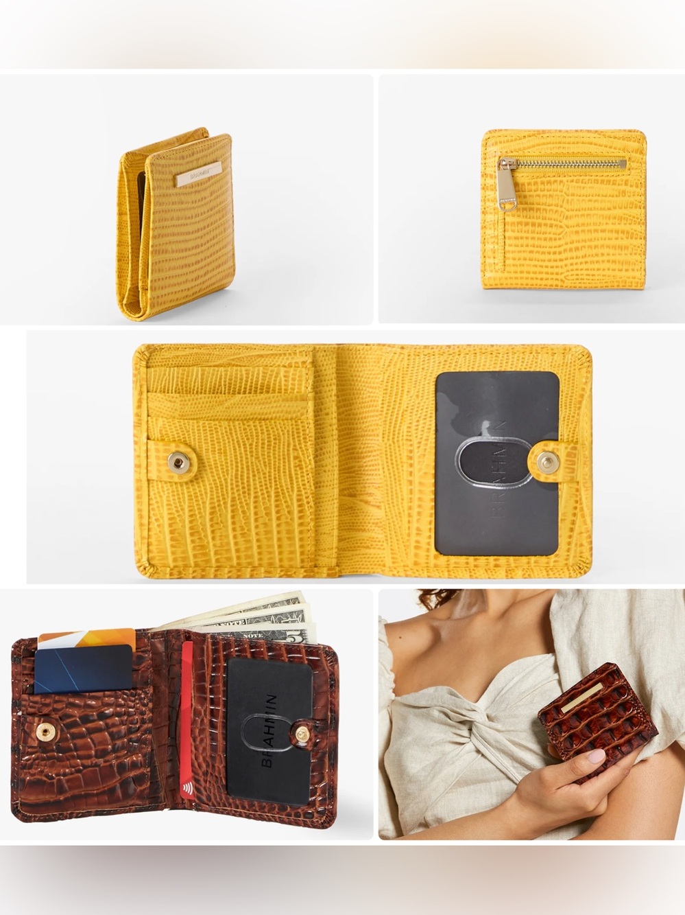 Brahmin Dayan satchel and Jane wallet set in vivid yellow sunshadow - Picture 8 of 10